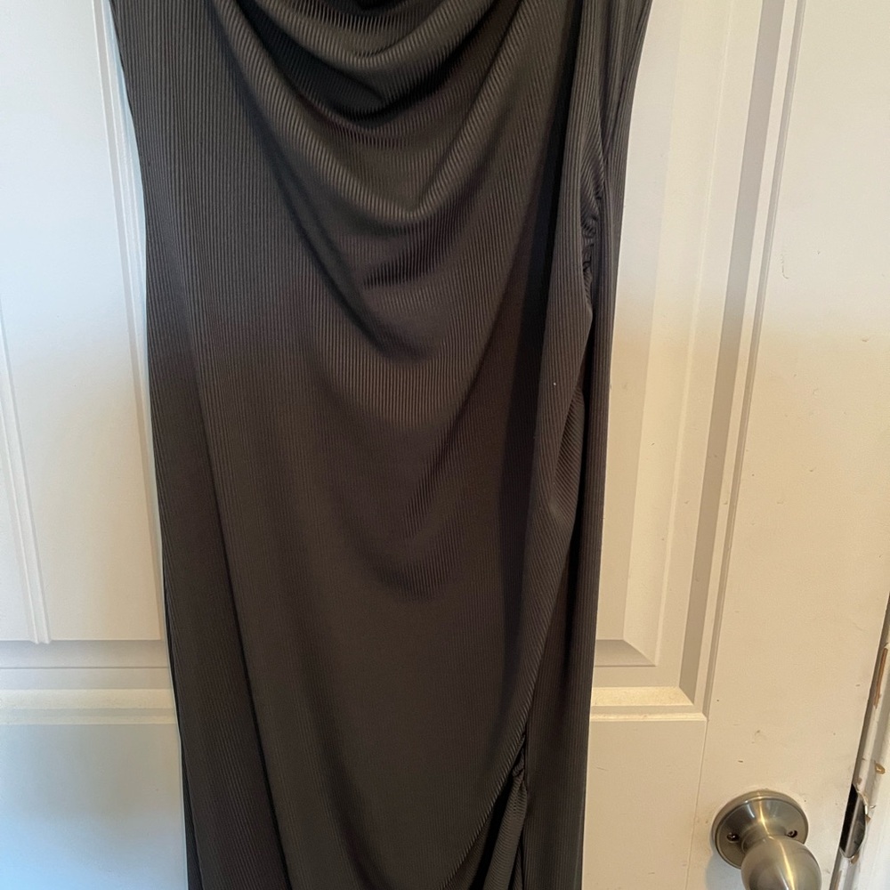 Cider Red Asymmetrical Ruched Cocktail Dress - Picture 2 of 3
